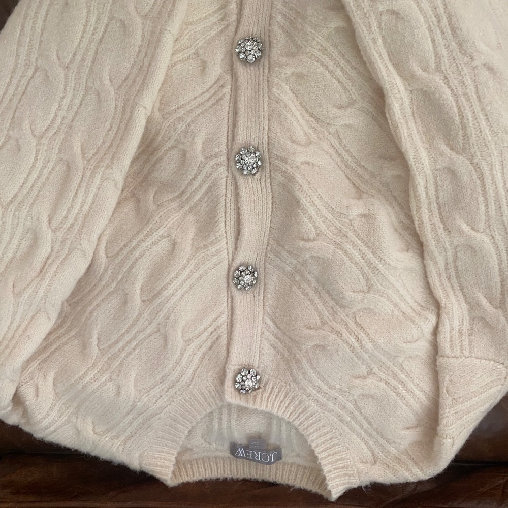 J Crew Rhinestone Button Cable Cardigan - Picture 2 of 2